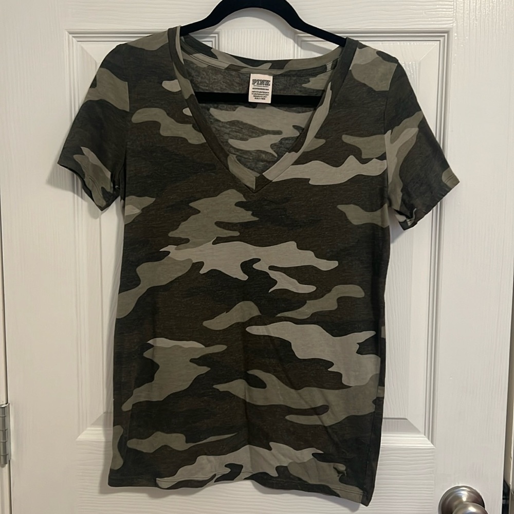 PINK Camouflage V Neck